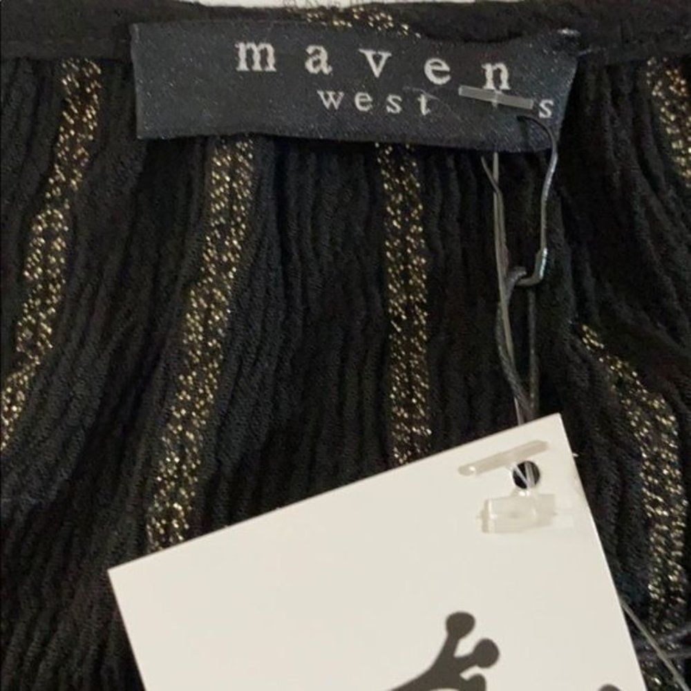 Maven West Black Blouse with Metallic Pinstripes - Picture 6 of 7